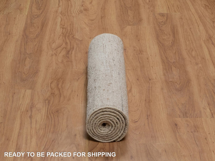 2'6" x 8'1" New Hand Knotted Ivory Wool Runner Oriental Rug - MOA10292288