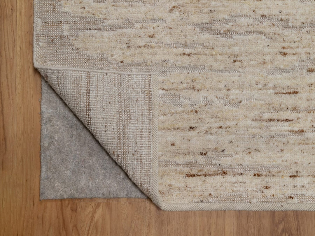 8'1" x 10'2" New Hand Knotted Ivory Wool Rectangle Oriental Rug - MOA10292293