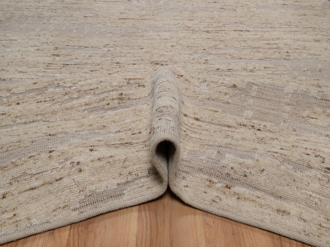 8'1" x 10'2" New Hand Knotted Ivory Wool Rectangle Oriental Rug - MOA10292293