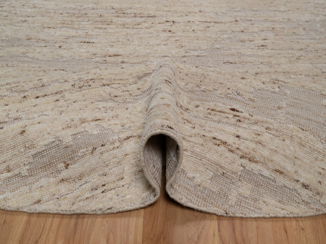 7'10" x 7'10" New Hand Knotted Ivory Wool Round Oriental Rug - MOA10292294