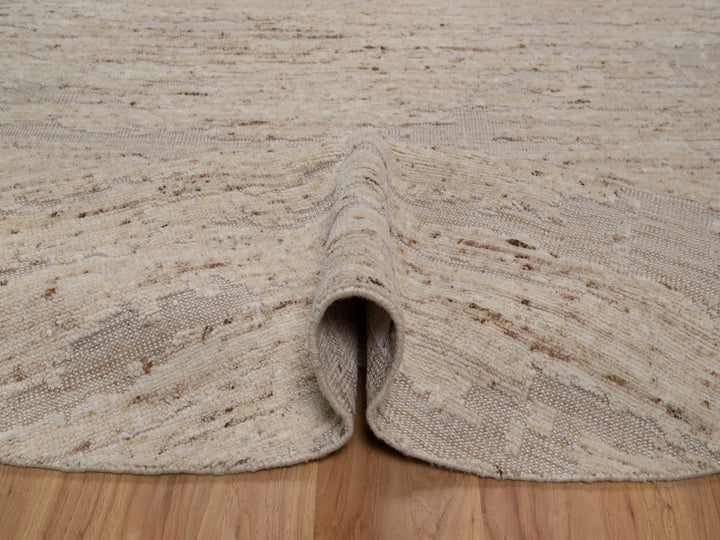 7'10" x 7'10" New Hand Knotted Ivory Wool Round Oriental Rug - MOA10292294