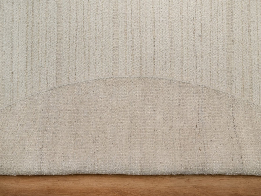 8'0" x 8'0" New Hand Knotted Ivory Wool Round Oriental Rug - MOA10292295