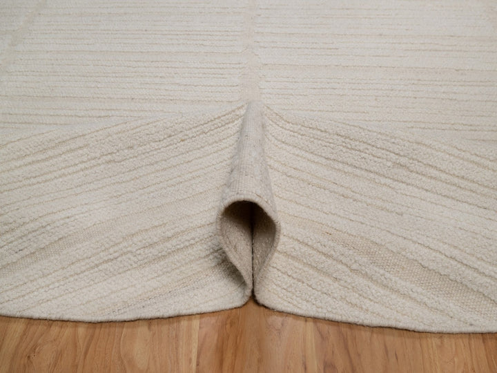 8'0" x 8'0" New Hand Knotted Ivory Wool Round Oriental Rug - MOA10292295