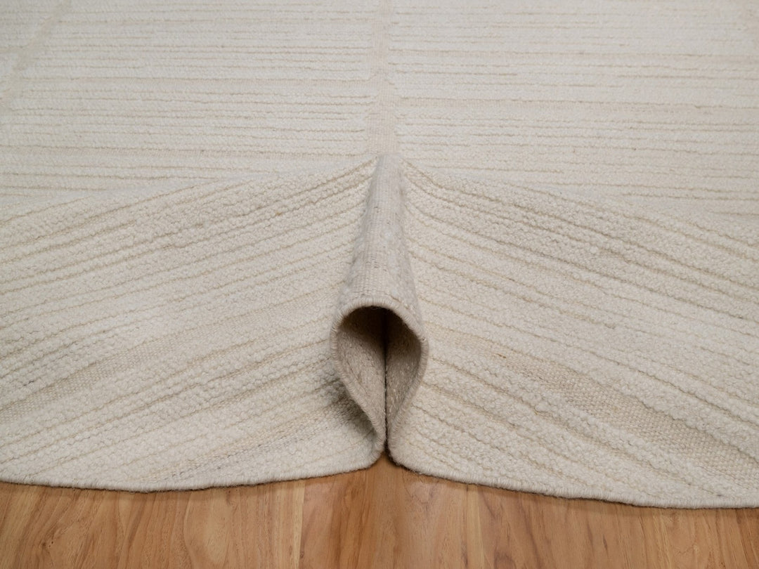 8'0" x 8'0" New Hand Knotted Ivory Wool Round Oriental Rug - MOA10292296