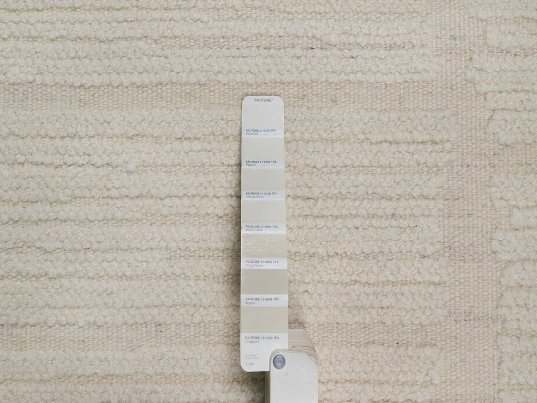 8'0" x 8'0" New Hand Knotted Ivory Wool Round Oriental Rug - MOA10292296