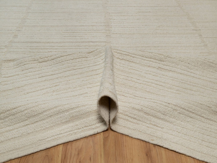 11'11" x 15'2" New Hand Knotted Ivory Wool Rectangle Oriental Rug - MOA10292299