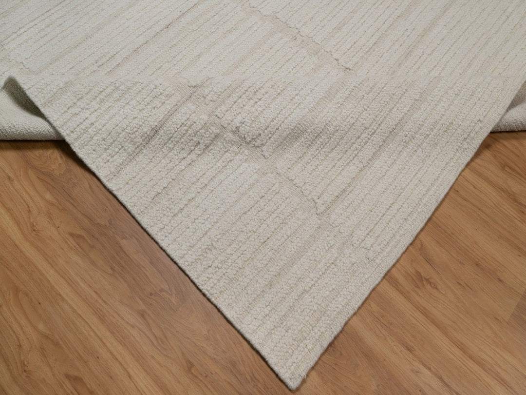 11'11" x 15'2" New Hand Knotted Ivory Wool Rectangle Oriental Rug - MOA10292299