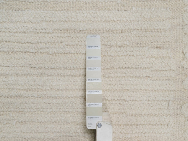 11'11" x 15'2" New Hand Knotted Ivory Wool Rectangle Oriental Rug - MOA10292299