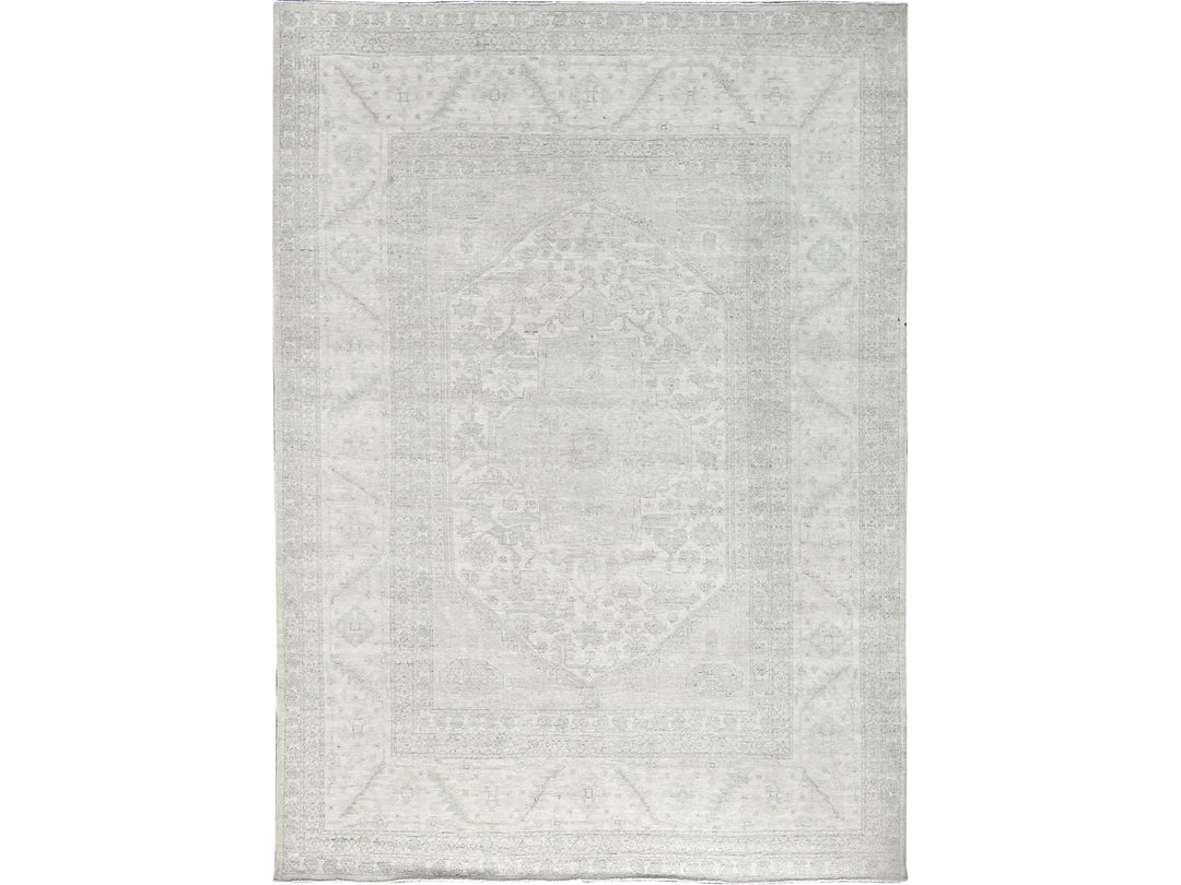 8'11" x 11'10" New Hand Knotted Ivory Wool Rectangle Oriental Rug - MOA102922