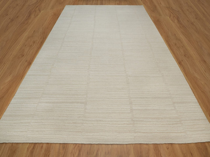 10'0" x 14'2" New Hand Knotted Ivory Wool Rectangle Oriental Rug - MOA10292300