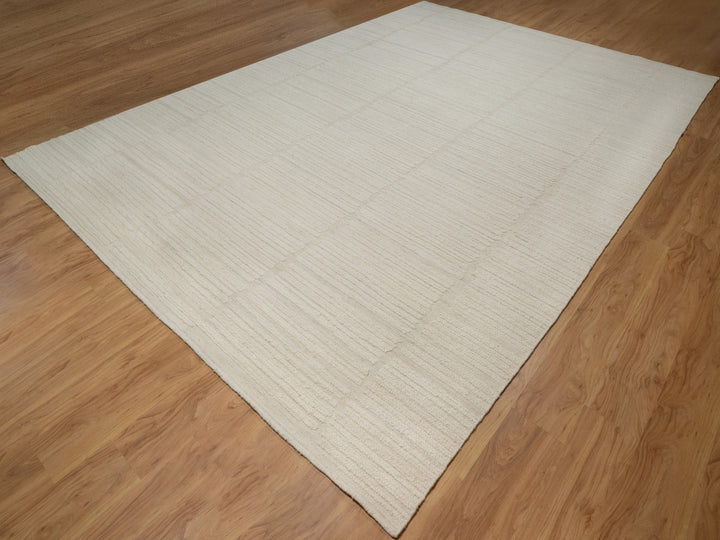 10'0" x 14'2" New Hand Knotted Ivory Wool Rectangle Oriental Rug - MOA10292300