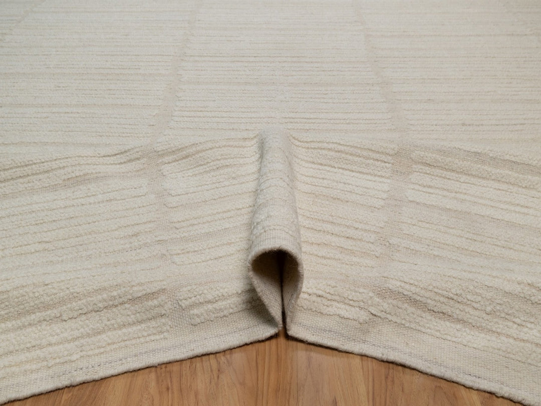 10'0" x 14'2" New Hand Knotted Ivory Wool Rectangle Oriental Rug - MOA10292300