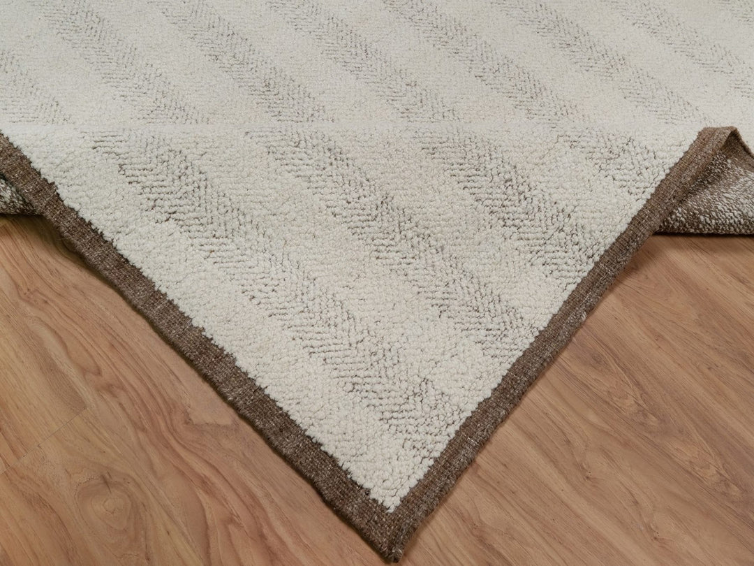 12'0" x 14'11" New Hand Knotted Ivory Wool Rectangle Oriental Rug - MOA10292301