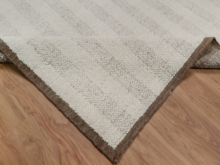 12'0" x 14'11" New Hand Knotted Ivory Wool Rectangle Oriental Rug - MOA10292301