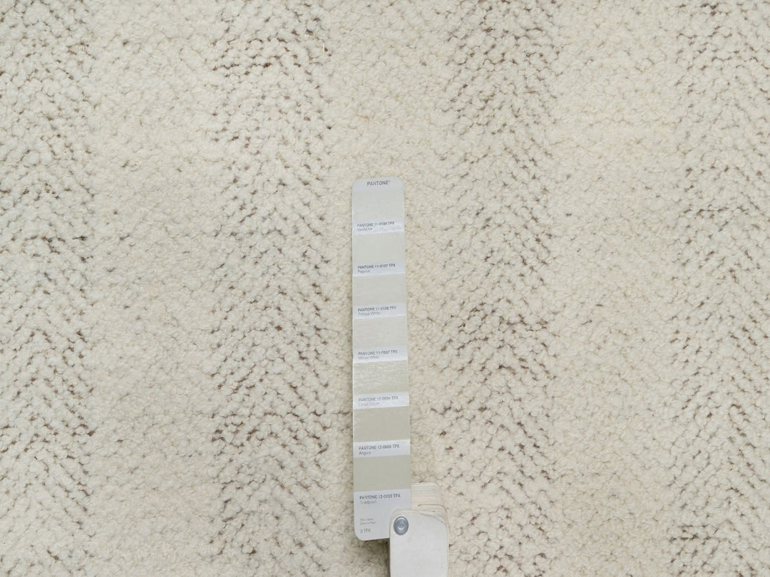 12'0" x 14'11" New Hand Knotted Ivory Wool Rectangle Oriental Rug - MOA10292301