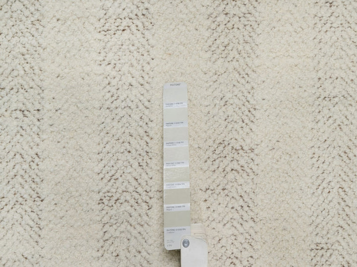 12'0" x 14'11" New Hand Knotted Ivory Wool Rectangle Oriental Rug - MOA10292301