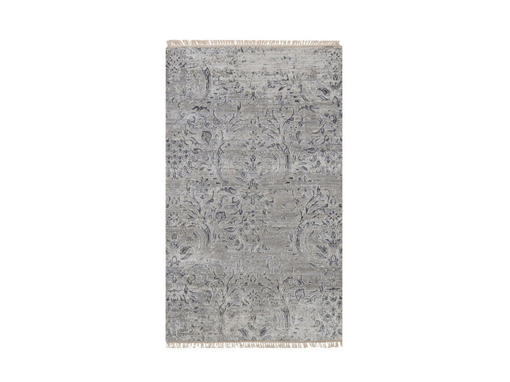 3'0" x 5'1" New Hand Knotted Grey Wool & Silk Rectangle Oriental Rug - MOA10292302