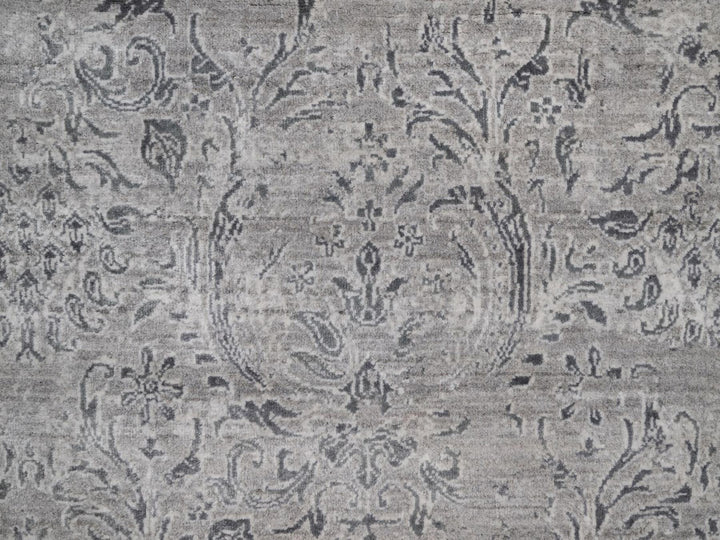 3'0" x 5'1" New Hand Knotted Grey Wool & Silk Rectangle Oriental Rug - MOA10292302