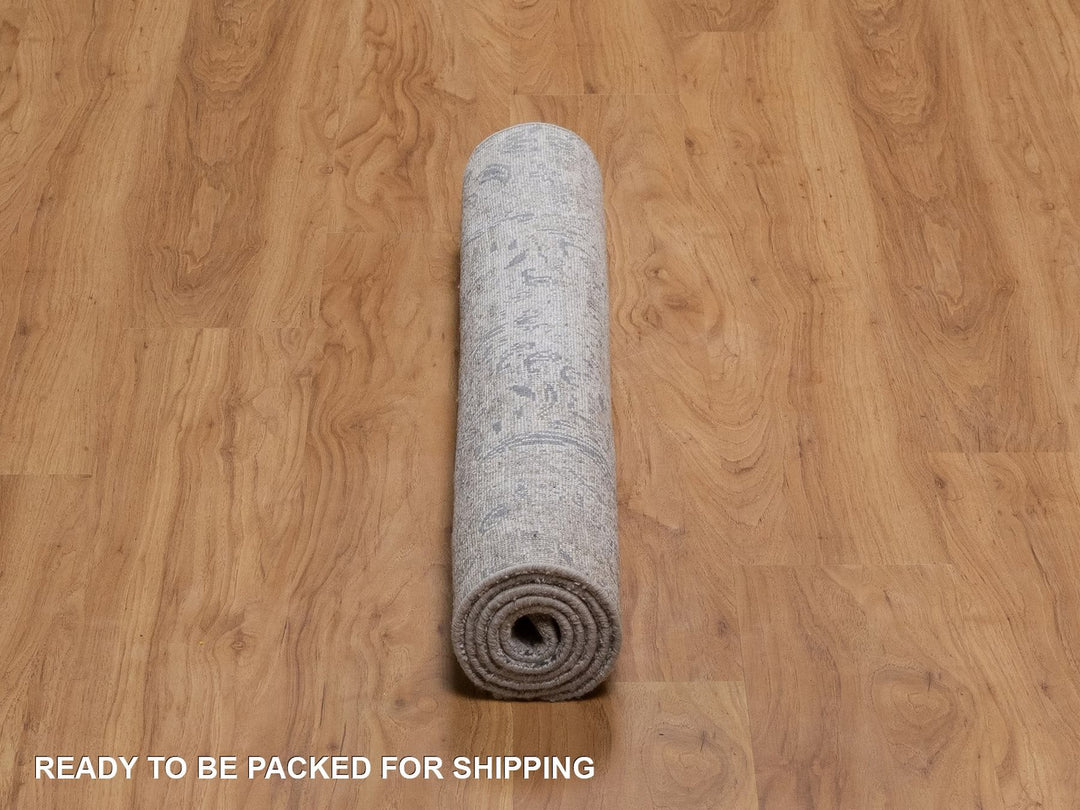 3'0" x 5'1" New Hand Knotted Grey Wool & Silk Rectangle Oriental Rug - MOA10292302