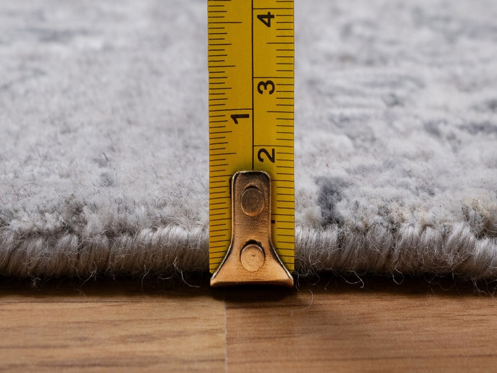 3'0" x 5'1" New Hand Knotted Grey Wool & Silk Rectangle Oriental Rug - MOA10292302