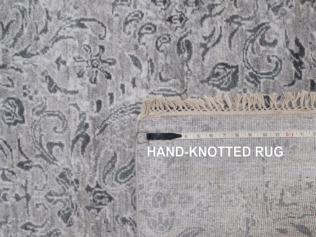 3'0" x 5'1" New Hand Knotted Grey Wool & Silk Rectangle Oriental Rug - MOA10292302