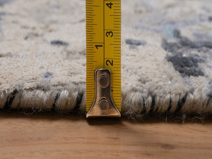 5'0" x 7'1" New Hand Knotted Grey Wool & Silk Rectangle Oriental Rug - MOA10292303