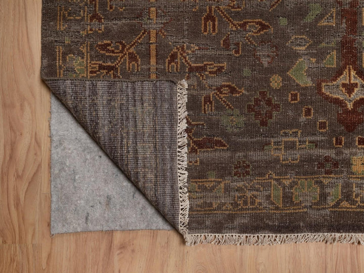 9'0" x 11'11" New Hand Knotted Brown Wool Rectangle Oriental Rug - MOA10292304