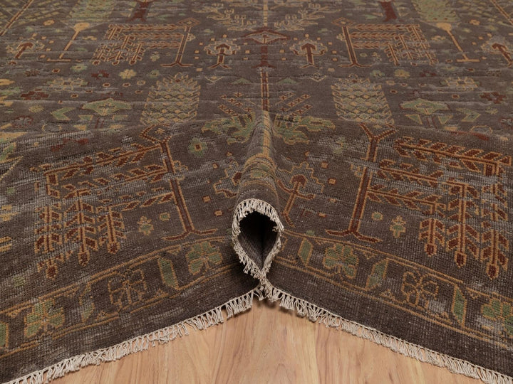 9'0" x 11'11" New Hand Knotted Brown Wool Rectangle Oriental Rug - MOA10292304