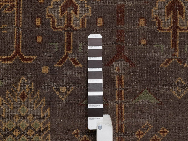 9'0" x 11'11" New Hand Knotted Brown Wool Rectangle Oriental Rug - MOA10292304