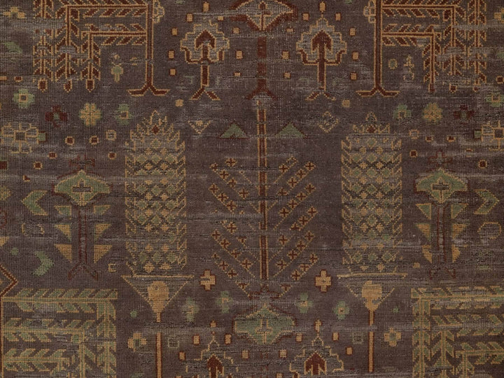 9'0" x 11'11" New Hand Knotted Brown Wool Rectangle Oriental Rug - MOA10292304