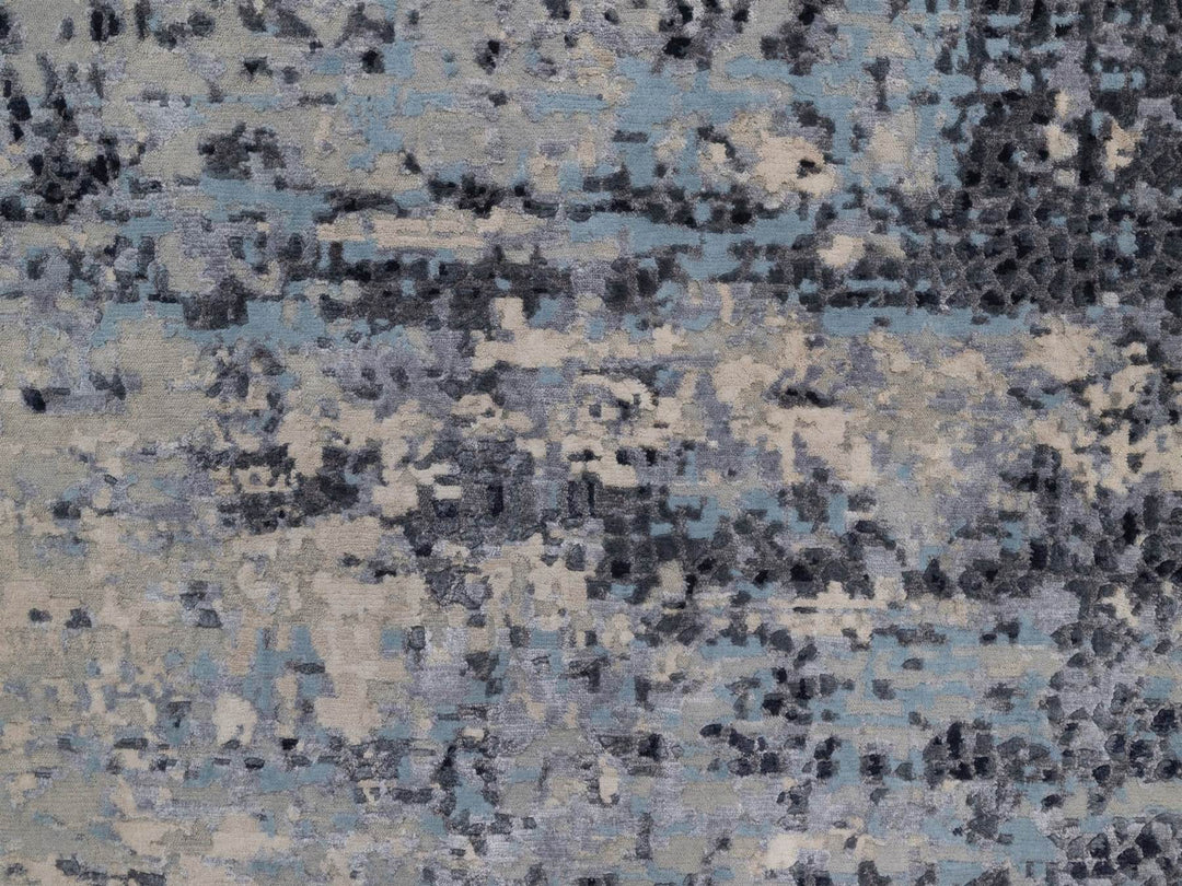 8'0" x 10'1" New Hand Knotted Grey Wool & Silk Rectangle Oriental Rug - MOA10292306