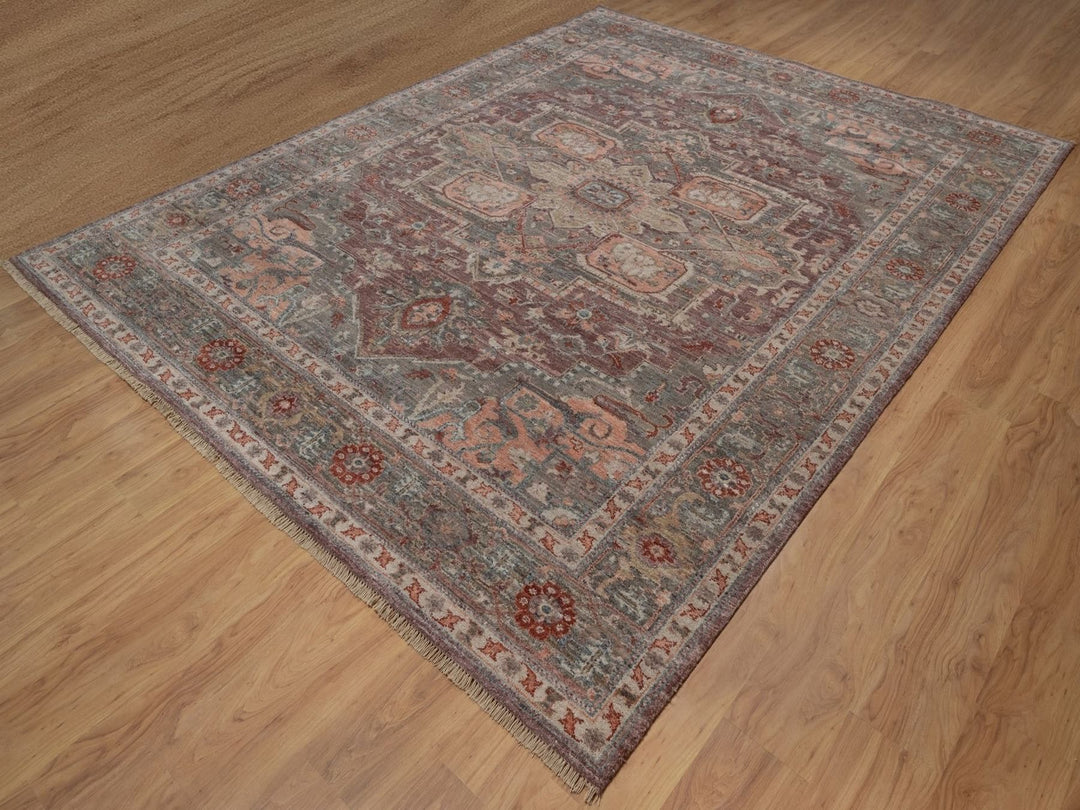 8'11" x 11'8" New Hand Knotted Red Wool Rectangle Oriental Rug - MOA10292307