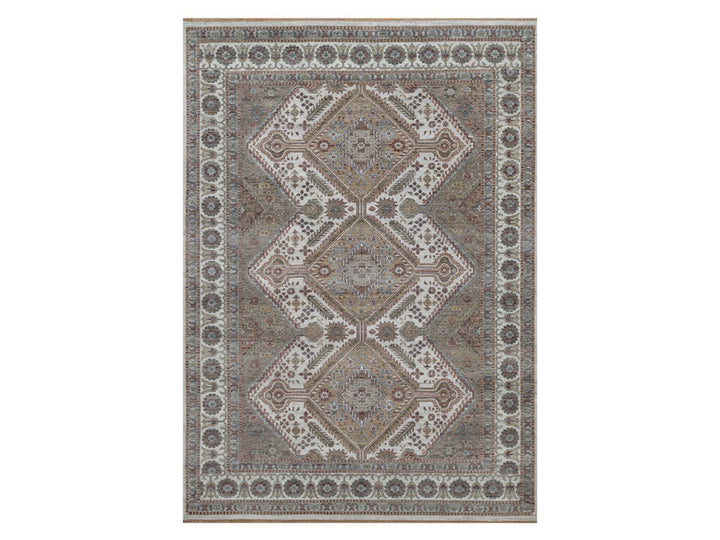 9'9" x 13'9" New Hand Knotted Ivory Wool Rectangle Oriental Rug - MOA10292308