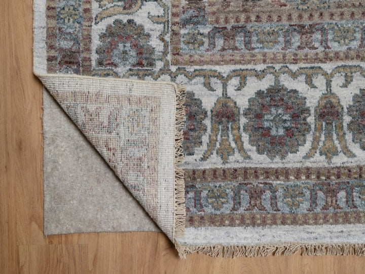 9'9" x 13'9" New Hand Knotted Ivory Wool Rectangle Oriental Rug - MOA10292308