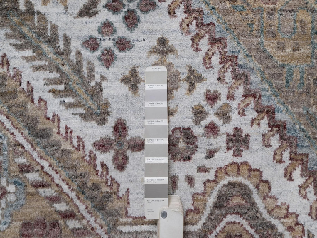 9'9" x 13'9" New Hand Knotted Ivory Wool Rectangle Oriental Rug - MOA10292308