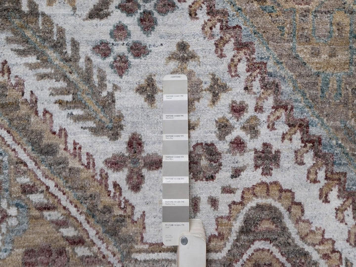 9'9" x 13'9" New Hand Knotted Ivory Wool Rectangle Oriental Rug - MOA10292308