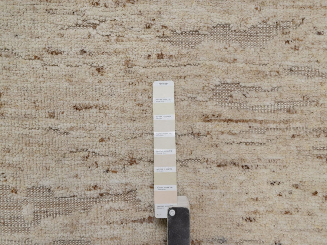 2'8" x 12'1" New Hand Knotted Ivory Wool Runner Oriental Rug - MOA10292309