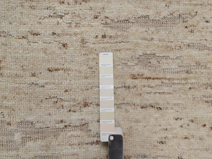 2'8" x 12'1" New Hand Knotted Ivory Wool Runner Oriental Rug - MOA10292309