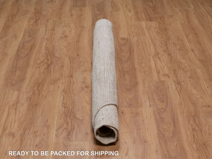 6'0" x 6'0" New Hand Knotted Ivory Wool Round Oriental Rug - MOA10292310