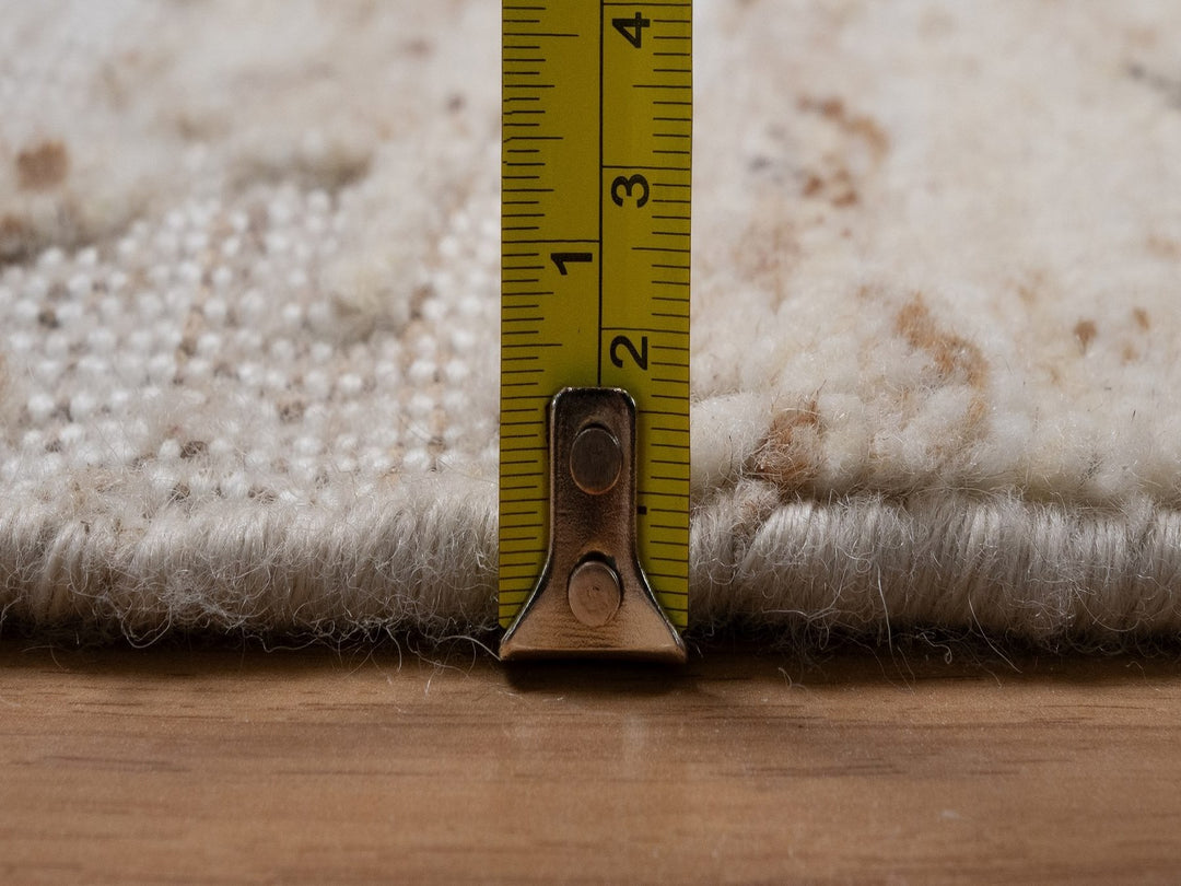 6'0" x 6'0" New Hand Knotted Ivory Wool Round Oriental Rug - MOA10292310