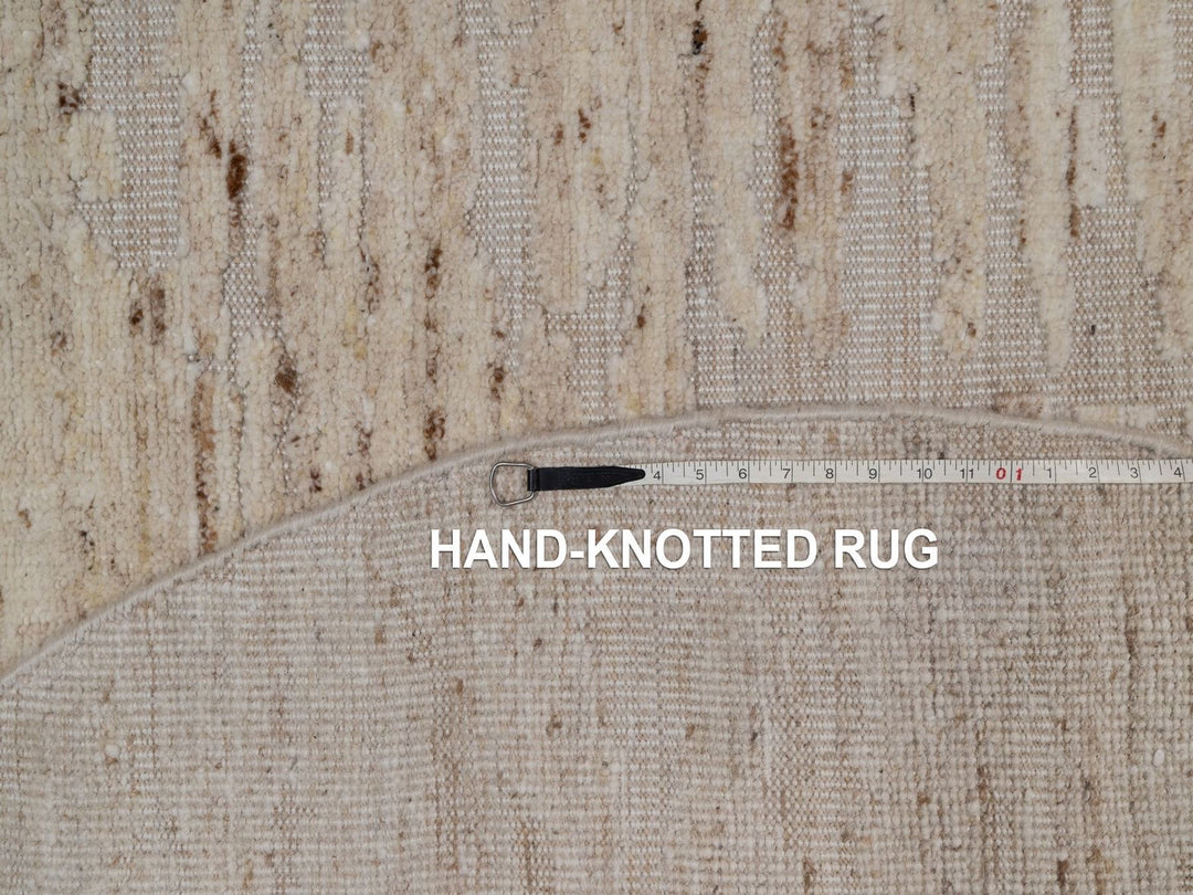 6'0" x 6'0" New Hand Knotted Ivory Wool Round Oriental Rug - MOA10292310