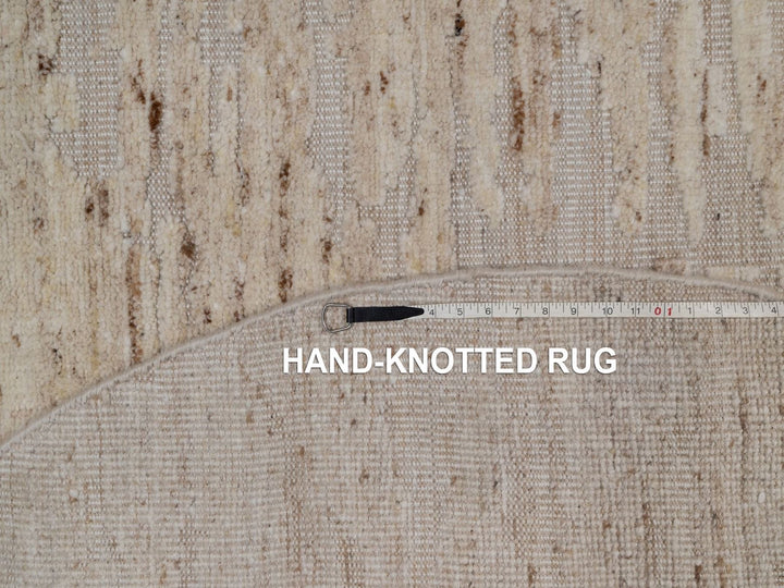 6'0" x 6'0" New Hand Knotted Ivory Wool Round Oriental Rug - MOA10292310