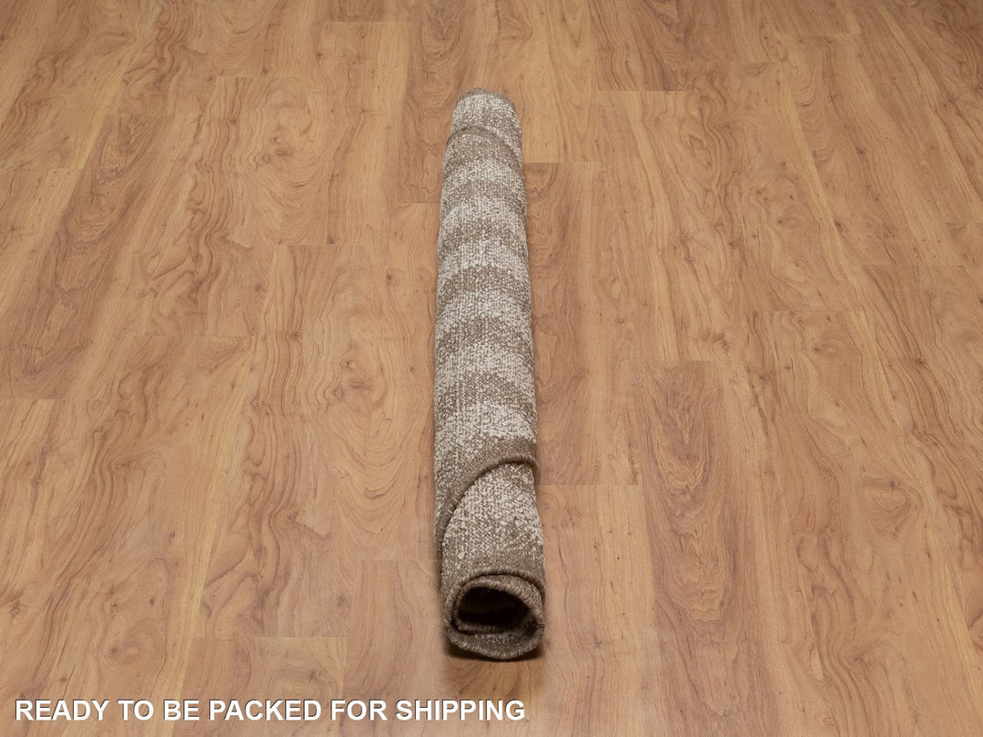 5'11" x 5'11" New Hand Knotted Ivory Wool Round Oriental Rug - MOA10292311