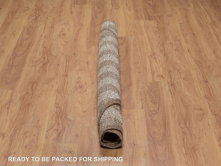 5'11" x 5'11" New Hand Knotted Ivory Wool Round Oriental Rug - MOA10292312