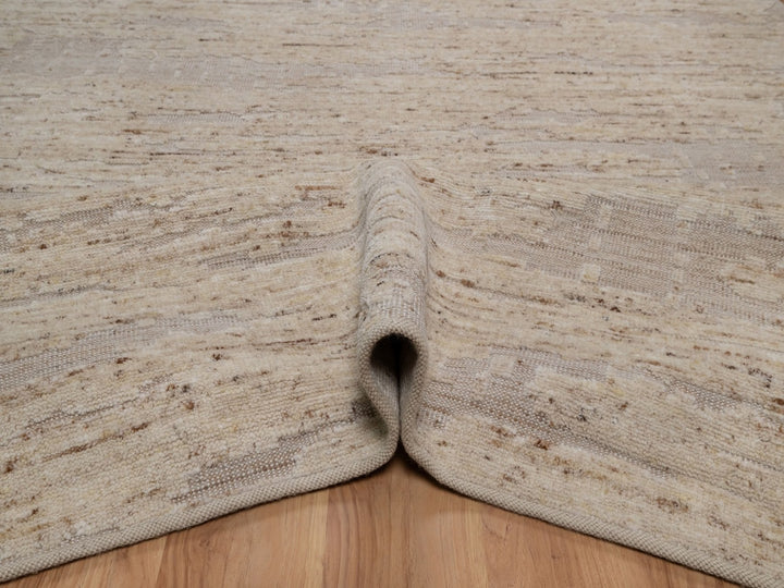 8'0" x 10'0" New Hand Knotted Ivory Wool Rectangle Oriental Rug - MOA10292316