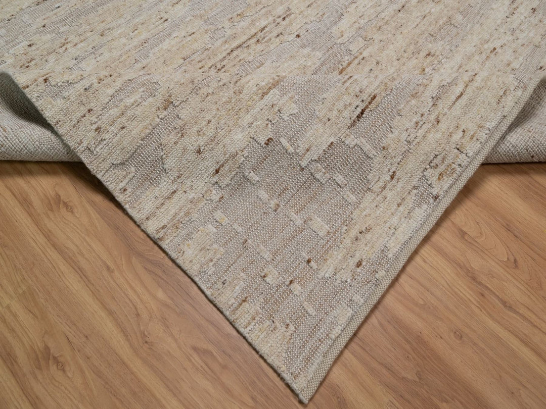 8'0" x 10'0" New Hand Knotted Ivory Wool Rectangle Oriental Rug - MOA10292316