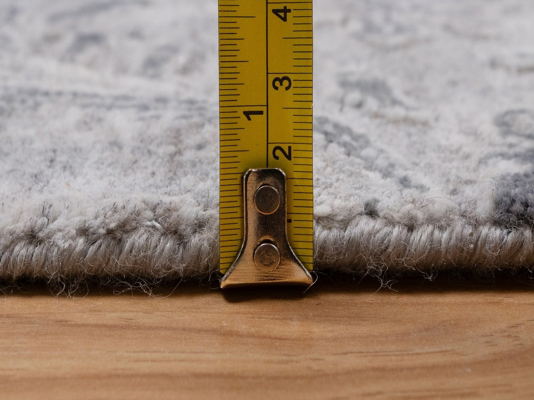 2'0" x 3'0" New Hand Knotted Grey Wool & Silk Rectangle Oriental Rug - MOA10292317