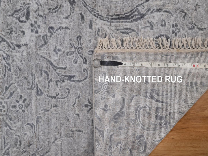 2'0" x 3'0" New Hand Knotted Grey Wool & Silk Rectangle Oriental Rug - MOA10292317