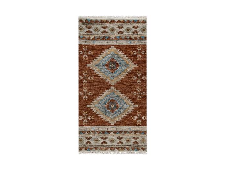 2'0" x 3'11" New Hand Knotted Brown Wool Rectangle Oriental Rug - MOA10292319