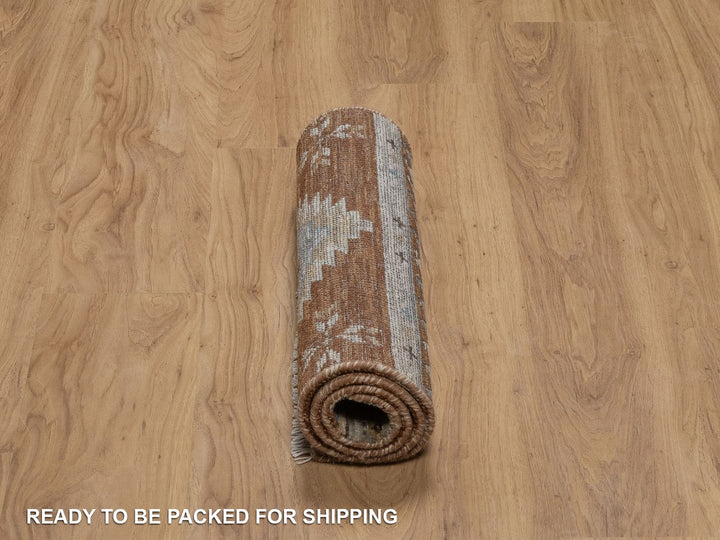 2'0" x 3'11" New Hand Knotted Brown Wool Rectangle Oriental Rug - MOA10292319